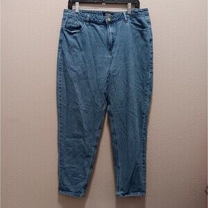 Missguided High Waisted Mom Jean Size 12 Straight Leg Blue